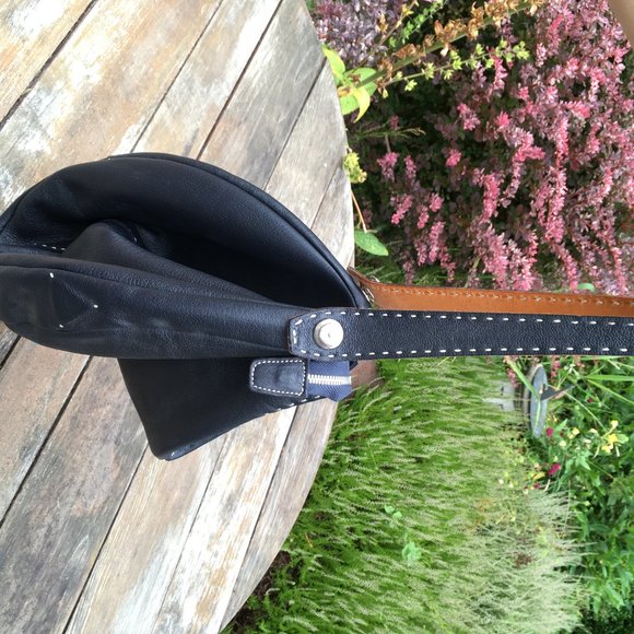 Leather Slouchy Bag, Italian, Gianni Segatta, Blac - Picture 9 of 9